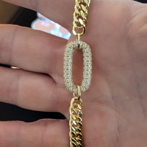 Gold Necklace for Women Trendy - Chunky Herringbone Paperclip Cuban Necklace - Picture 3 of 8